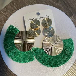 Green/ Gold hardware NWT Boho Earrings.